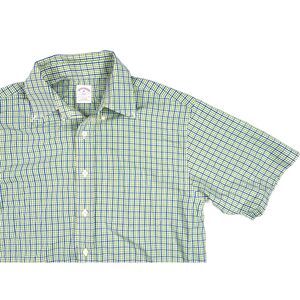 Brooks Brothers 346 Mens Green Plaid Short Sleeve Button Down Shirt Size Medium
